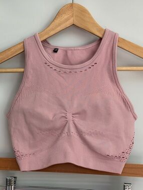 Gymshark Flawless Knit Sports Bra (S) in Mauve Pink